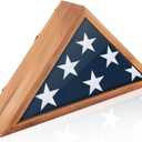 DICOSMETIC Wooden Flag Display Case for 3"x5" Folded American Flag 44x23x8.5cm Small Military Flags Frame Wall Mounted Flag Cases for Veterans with Clear Acrylic Windows for Home Decor