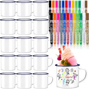 Hoolerry 36 Pieces Painted Mug Decorating Kit DIY Coffee Mug Painting Kit Graduation Personalized Cup You Can Decorate Coffee Design Your Own Cup for Craft Decor Drinking Christmas Father's Day