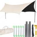 Waterproof Camping Tarp Hammock Rain Fly -14.7×14.7ft with 2 Poles, Mutifunctional Tent UV Protection & Waterproof & Lightweight Tarp, for Camping, Outdoor, Traveling, Hiking (Octagon, Khaki), Octagon 4.5x4.5m