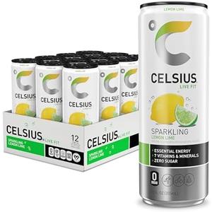 CELSIUS Sparkling Lemon Lime, Sugar Free Energy Drink, 12 Fl Oz (Pack of 12)Exp 12/2025