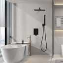 RUMOSE Oil Rubbed Bronze Rainfall Shower System 12 Inch High Pressure Square Shower Head with 2 in 1 Handheld Spray Wall Mount Brass Bathroom Shower Faucet Set with cUPC Certified Rough-in Valve