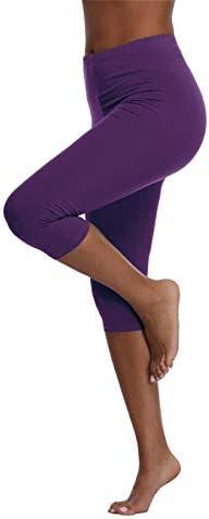 Kotii Women's Lightweight Soft Capri Leggings Crop Leggings 3/4 Stretch Yoga Pants S/M