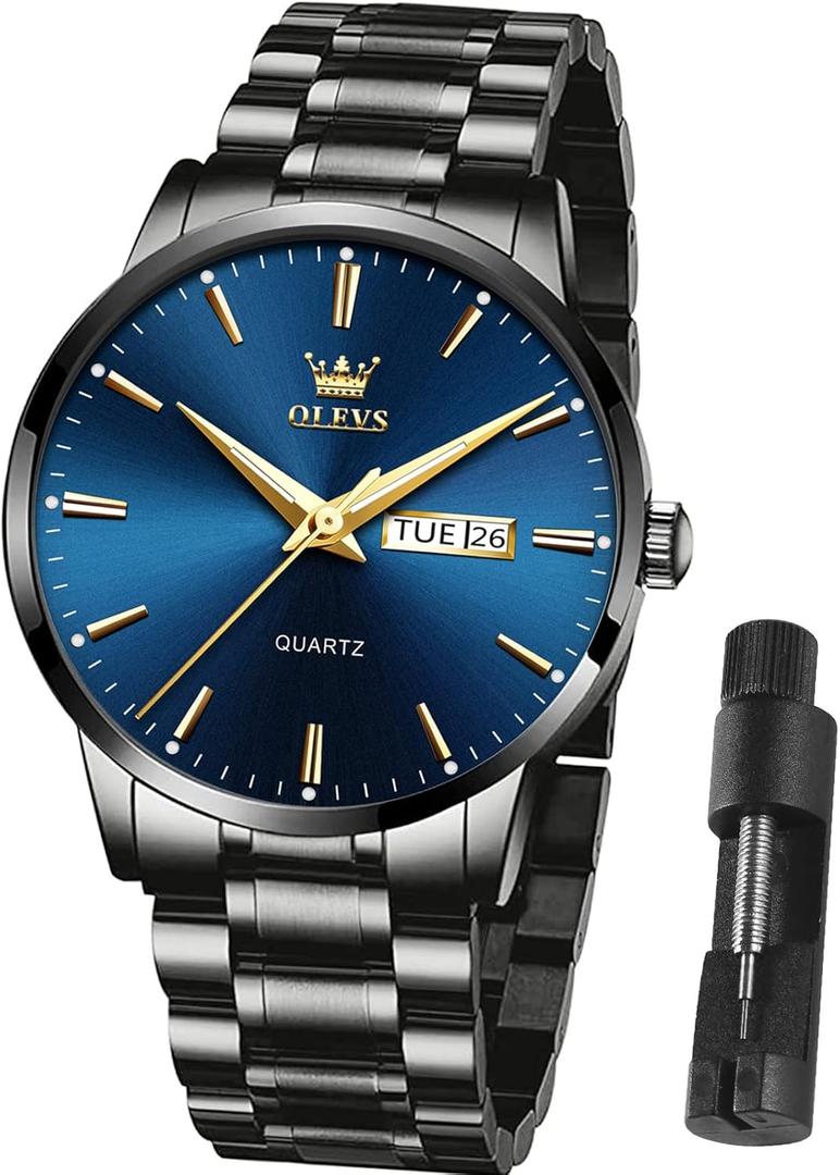 OLEVS Mens Gold Watches Waterproof Stainless Steel Lightweight Watch with Date Classic Luxury Dress Watch for Men Gold White Blue Green Dial