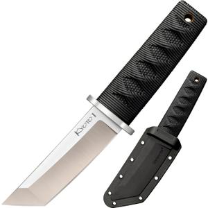 Cold Steel Kyoto 3.25" Durable Compact 8Cr13MoV Stainless Steel Fixed Blade Tanto Outdoor Hunting Utility Knife, 3 3/8" Textured Kray-Ex Handle, Sheath Included