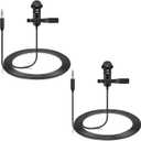 2 Pack Lavalier Microphone Compatible with DJI Mic 2 & Rode Wireless Pro/Wireless GO 2 / II Transmitters - Omnidirectional Lav Lapel Wearable Mic for Vlog Interview Streaming Lectures Broadcasters