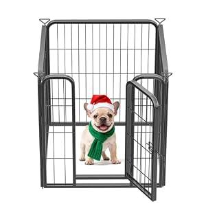 Pvpy Yvrd Heavy-Duty Iron Dog playpen Outdoor Indoor, 24 inch 4 Panels Dog Fences for RV Camping/ Yard/ Garden, Portable Dog Play Pen for Dogs, Puppies, Small Animals, Black Silver