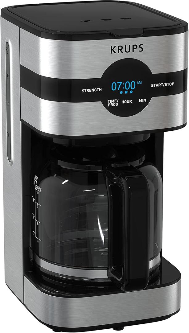 KRUPS Newer Model Drip Coffee Maker, 10-Cup Digital, Black & Stainless Steel
