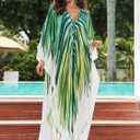 KECVOT Kaftan Dresses for Women Plus Size Batwing Sleeve Caftans Long Bathing Suit Cover Up Maxi Beach Dress Loungewear
