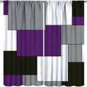 Modern Curtains Purple and Gray Black Blackout Rod Pocket Curtains for Bedroom Living Room Kitchen Decor Thermal Insulated Window Drapes 2 Panel Set  52"x 45" 2 Panel