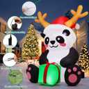 COMIN 5.4 FT Christmas Inflatables Outdoor Decorations Inflatable Panda Holding Xmas Present Blow Ups with Built-in LEDs for Yard Party Lawn Decor