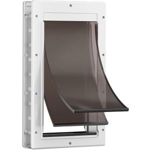 Plastic Dog Door for Door, Never Rust Doggy Door, Doggie Door for Interior and Exterior Doors, Large Plastic Pet Door with Double Magnetic Flaps, Closing Panel, Pet Up to 100 LBS (White)