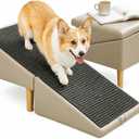 2-in-1 Foldable Ottoman Dog Ramp for Couch,Convertible Folding Dog Stairs for Couch and Bed,Non-Slip Wooden Pet Stairs for Puppy Senior Injured Dogs