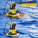 Upgraded Pool Cover Pump - Dual Water Outlets, 1HP Submersible Water Sump Pump with Filter Net, 3500GPH Electric Portable Transfer Water Pump For Pool, Hot Tubs, Basement Floods, Yellow