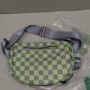 Bum Bags for Women Checkered Crossbody Bag with Removable Wallets Large Nylon Belt Purse Fanny Packs, Gray and Green Checkered