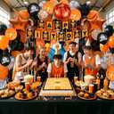 Ceenna 70 Pcs Basketball Birthday Party Decorations Basketball Party Supplies Include Balloon Arch Kit Banner 2 Orange and Black Foil Fringe Curtains Backdrop for Boys Sports Birthday Decor