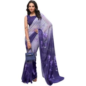 MOHIT CREATIONS Women's Partywear Printed Saree with Unstitched Blouse (Purple) MOHIT CREATIONS Women's Partywear Printed Saree with Unstitched Blouse (Purple)