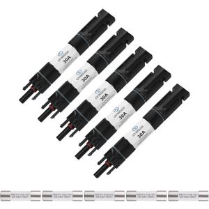 OYMSAE 5PCS 30A Solar Fuse Holder Inline Male and Female Connector 30 Amp PV Fuse for Solar Pannel Waterproof w/Fuse, Black