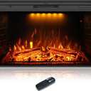50 inch Electric Fireplace, Wall Fireplace Electric with Remote Control, Realistic Log and Crackling Sound, Overheating Protection and Timer, 750/1500W Black