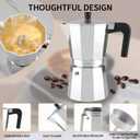 Mongdio Stovetop Espresso Maker Moka Pot, Stove Top Cuban Coffee Maker, Italian Greca Mocha Pot, 6 Espresso Cups, 10 oz - Silver