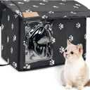 Fhiny Stray Cats Shelter, Waterproof Outdoor Cat House Foldable Warm Pet Cave for Winter Wild Animal Tent Bed Anti-Slip Kitten Cave for Feral Cat Dog Puppy Weatherproof Black (S:13.4"11.8"13.7")