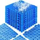 12x12 Drainage Interlocking Floor Tiles, 12 Pack Non-Slip Pool Deck Drain Tile for Flooring, Soft PVC Splicing Modular Cushion Mats, Blue Rubber Floor Tile with Hole for Shower Basement Garage Shed