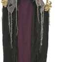 Haunted Hill Farm Life-Size Poseable Scary Talking Witch, Halloween Animatronic with Touch Activated Lights and Sound, Battery Operated Indoor or Covered Outdoor Halloween Decorations, Fright Props