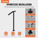 Happybuy Single Post 1-2, Black Steel Railing 330LBS Capacity Baking Varnish Metal Stairs Stylish Handrails for Outdoor Steps with Expansion Bolts & Drill Bit, Matte