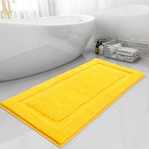 Super Soft Bathroom Rugs Long Bath Mats Runner Non Slip Washable Absorbent Bath Rugs Carpets for Bathroom Floor Tub Shower Vanity Sink Home Decor Accessories, Yellow