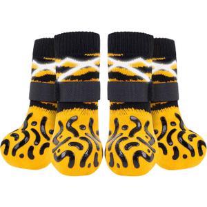 Reflective Dog Socks to Prevent Licking Paws, Dog Paw Protector, Hardwood Floors Anti Slip, Non Slip Dog Socks with Grippers, Dog Booties and Paw Protectors for Indoor Use - Size Large (Large(Pack of 4))