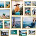 Giftgarden 16 Pack Gold Picture Frames for Multi Sizes Photos, Assorted Set Including Two 11x14, Two 8x10, Six 5x7, Six 4x6, Gallery Collage Frame for Wall or Tabletop Display