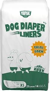 PAWPANG Disposable Dog Diaper Liners l Trial Pack (25 Count), Absorbent Inserts with Odor Control for Reusable Dog Diapers & Belly Bands (X-Small)
