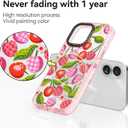 for iPhone 17 Case Cute - Durable Shockproof 6.6 ft Drop Impact Phone Case - Funny Plaid Cherry Design (6.3") Glitter Pink
