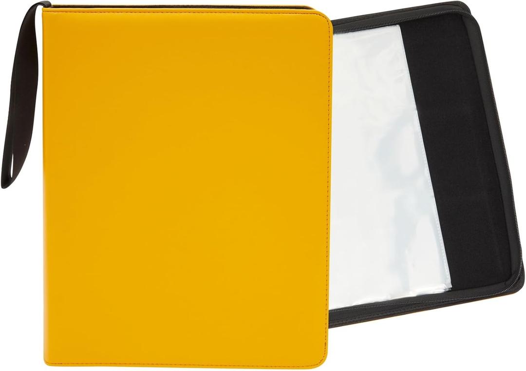 Okuna Outpost Trading Card Binder with 9-Pocket Plastic Sleeves, Zipper Organizer for 360 TCG Cards, 10.5 x 13.1 in, Yellow