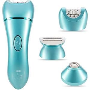 YHC Epilator for Women – 3-in-1 Facial & Body Hair Remover, Wet & Dry Electric Shaver for Legs, Arms & Bikini, Cordless, Waterproof, USB Rechargeable (Blue)