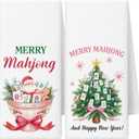 Moukeren 2 Pcs Merry Mahjong Christmas Tree Kitchen Towels Pink Chinoiserie Mahjong Gifts Happy New Year Dish Tea Towels for Xmas Gifts Mah Jong Players Lovers Party Favors Decorative, 16x24 Inch