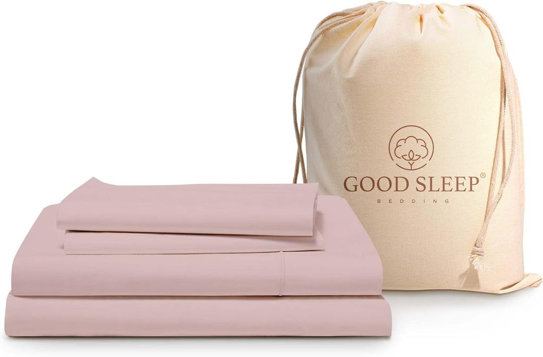 Good Sleep Bedding King Size Sheets Set - 4 Pc, 100% Egyptian Cotton Sheets, 16" Deep Pocket King Sheets, Soft & Breathable, Hotel Style King Sheet Set with Pillow Covers - Blush Pink