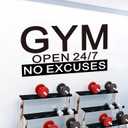 SEATUNE X-Large Gym Wall Stickers - Inspirational Quotes Motivational Fitness Wall Decals - Bedroom Gym Garage Home Vinyl Art Wall Decor - Gym Open 24.7 No Excuses 36.2"X19"