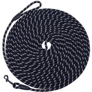 Long Dog Leash for Training 15Ft-Reflective Nylon Rope with Swivel Hook-Recall Agility Lead for Large Small Medium Dogs Outside Walking Hiking-Black