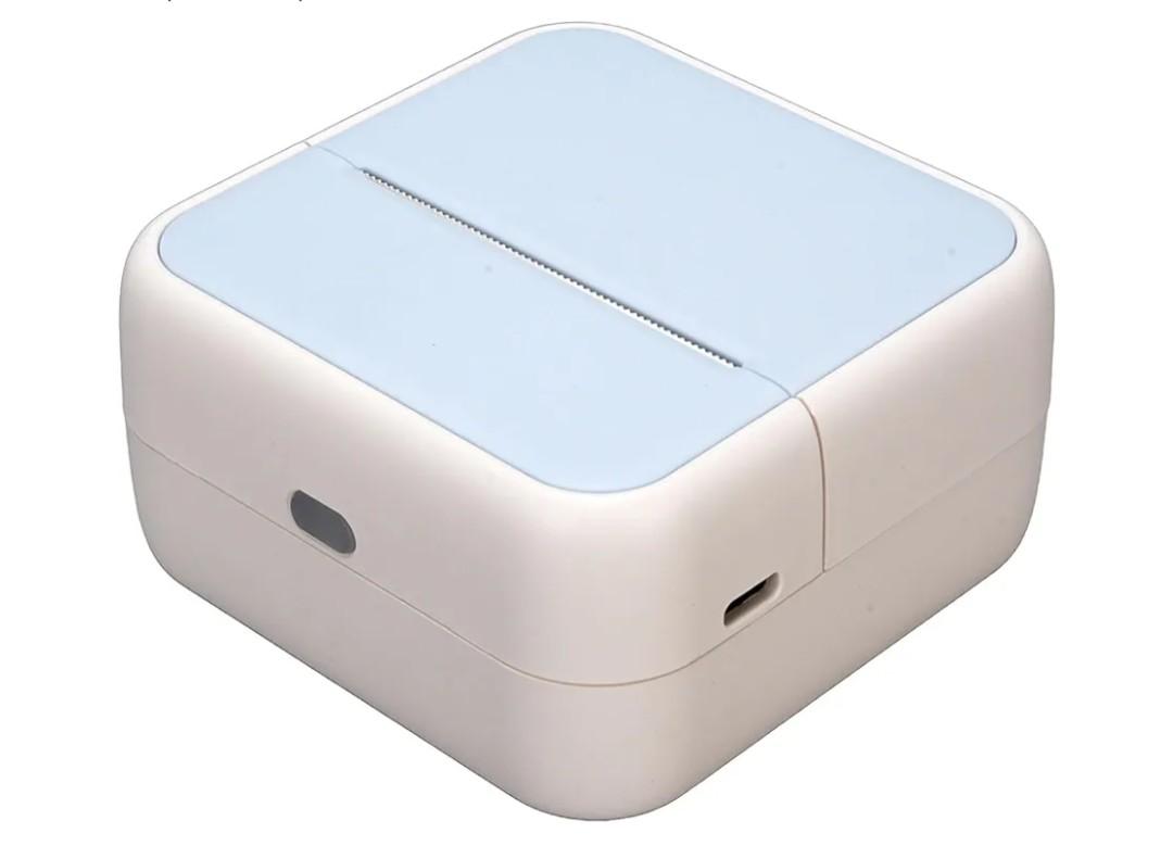 Yuduo Portable Thermal Label Printer with BT, 57mm Width, 1500mAh Battery, 5 Paper Rolls, Blue, Compatible with iOS, for Tickets, Labels, Barcodes