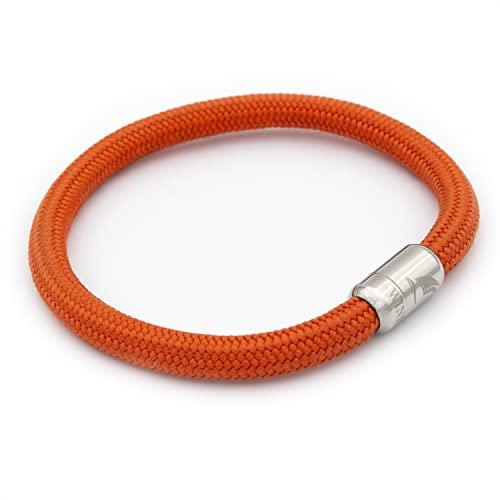 WIND PASSION - Paracord Bracelet for Men & Women | Nautical Bracelet Inspired by Sailor Sea Apparel | Handmade with Braided Rope and Magnetic Clasp | For Men and Women looking for a Sports, Athletic or Surf Style | Waterproof Resistant | Orange Brace