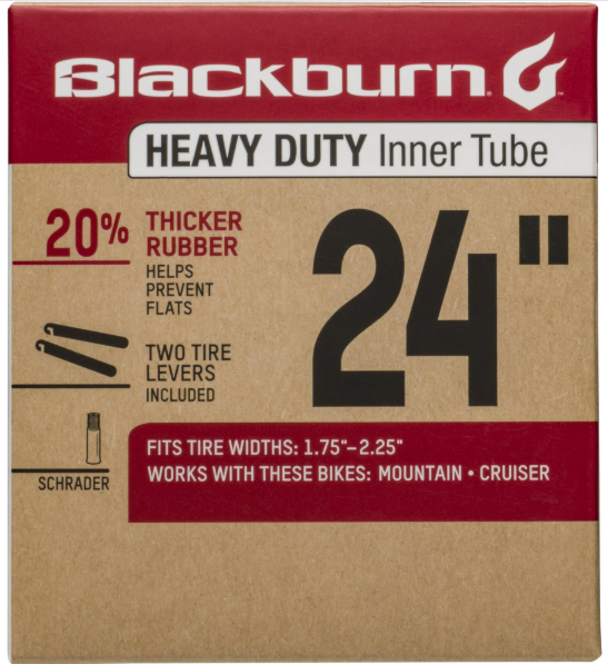 (2 pack) Blackburn Heavy Duty Bicycle Inner Tube, Schrader Valve, 24" x 1.75-2.25" (2 pack) Blackburn Heavy Duty Bicycle Inner Tube, Schrader Valve, 24" x 1.75-2.25"