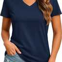 TACVASEN Women's V-Neck T Shirts Short Sleeve UPF 50+ Sun Protection Performance Quick Dry Athletic Workout Tee Tops (Medium)