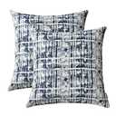 ROMANDECO Jacquard Decorative Throw Pillow Covers for Couch Set of 2, 20x20 Inches, Navy Blue