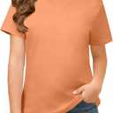 ZDC Girls Short Sleeve Shirts Crewneck T Shirts Kids Summer Tops Basic Tees 5-14 Years