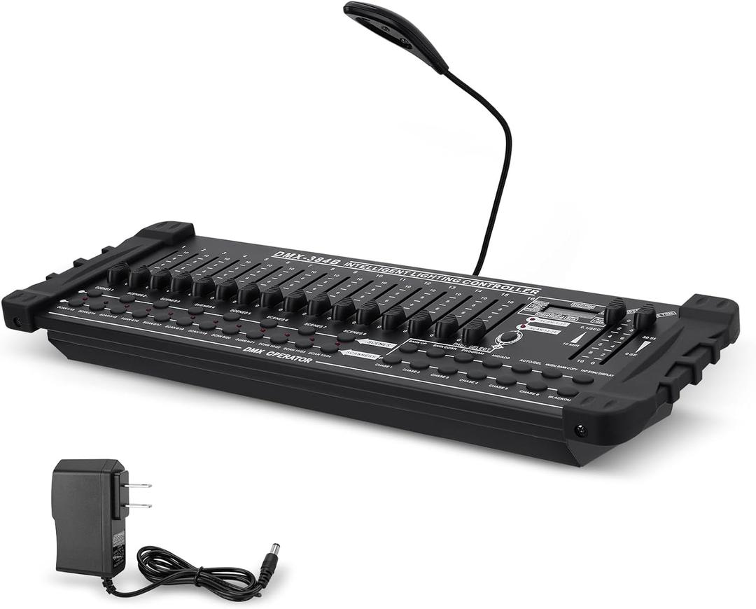 DMX 384 Channel Lighting Controller with DMX512 Protocol Compatible with Moving Head Light, DMX Operator Console with MIDI Control for DJs, Stage, Party, Club, Theater Lighting