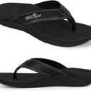 ERGOfoot Upgraded Orthotic Flip Flops with High Arch Support- Women's and Men's Thong Sandals- Walking Comfort with Orthopedic Support for Plantar Fasciitis, Flat Feet & Heel Spur- Beach Slippers by
, Size 7, Black