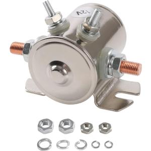 Max 300A 12 Volt Duty Solenoid Relay 4-Terminal for Golf Carts Heavy Duty Winch Marine in Rush SPST 12VDC 12V Solenoid Relay Nickel-Plating