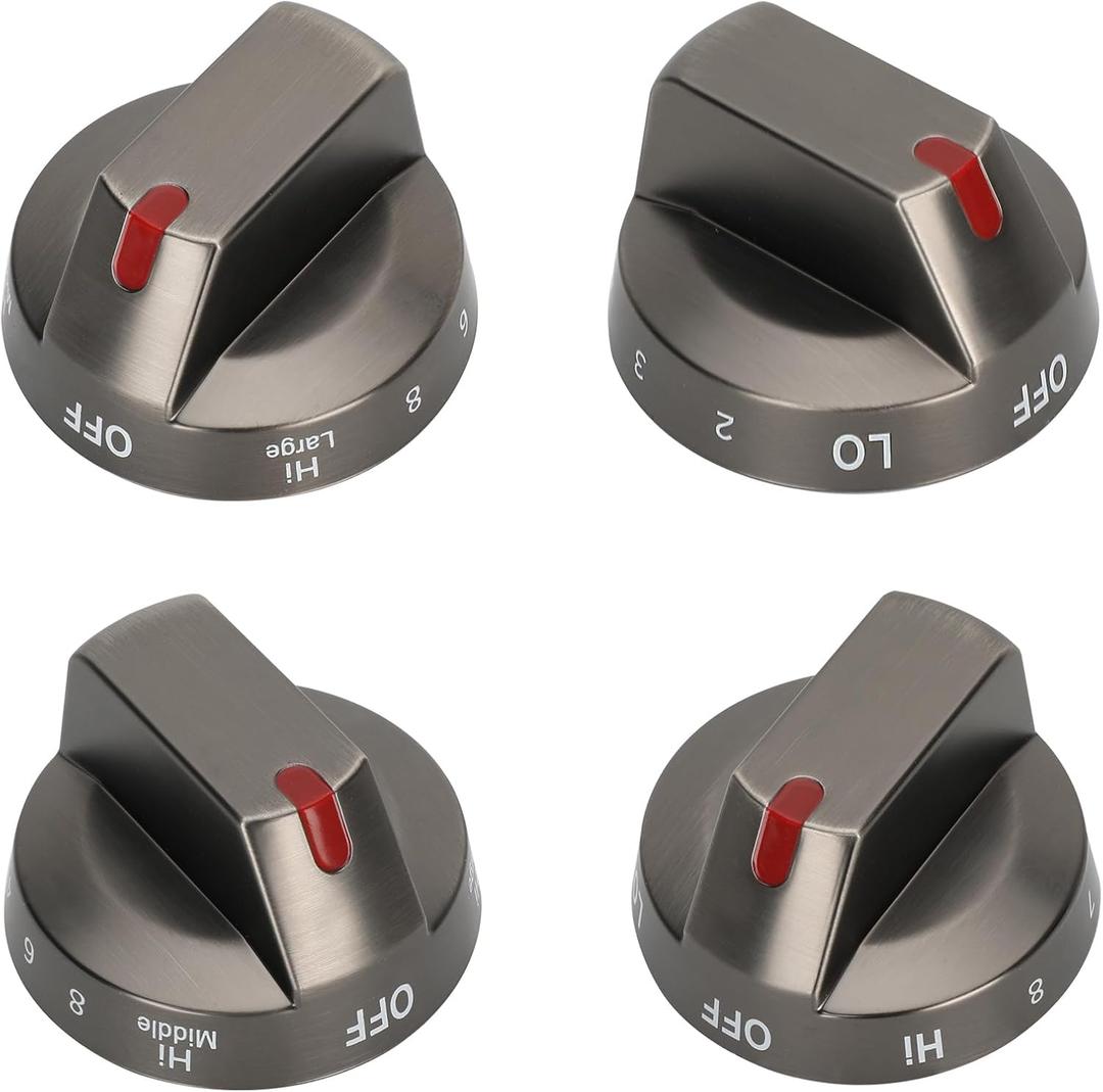 DG64-00975A (4PCS) Electric Range Knob, NE/NX9000t knob DG64-00975A 001, DG64-00975A 002 knobs Compatible with Samsung knobs NE/NX9000t, fit for Samsung Electric Stove/Oven Knobs Replacement