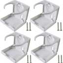 ROYHOO 4PCS Adjustable Folding Drink Holder Universal Car Cup Bottle Holder for Marine Boat Caravan Car Trucks RVs Vans with Wall Mounted Screws (White)