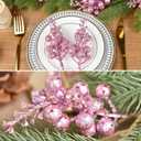 DearHouse 14 Pack Christmas Glitter Berries Stems, 7.8Inch Artificial Christmas Picks for Christmas Tree Ornaments, DIY Xmas Wreath, Crafts, Holiday and Home Decor (Pink)